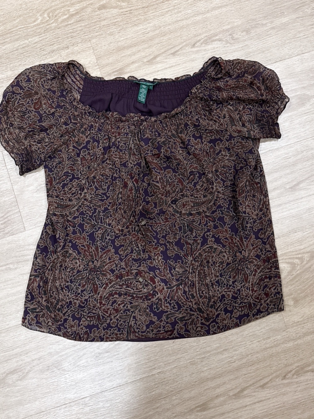 Ralph Lauren Paisley Off-Shoulder Blouse in Purple and Brown